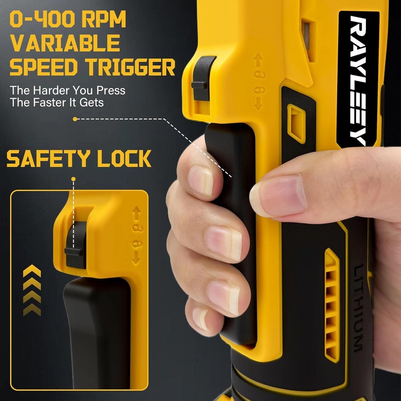 RAYLEEY 3/8" Cordless Ratchet Wrench for DEWALT 20V MAX Battery, 45 Ft-lbs(60 N.m) Power Electric Ratchet Tool Kit, Variable Speed Control, 7 Sockets, 1/4"Adapter & 3" Extension Bar (Tool Only) - Image 5